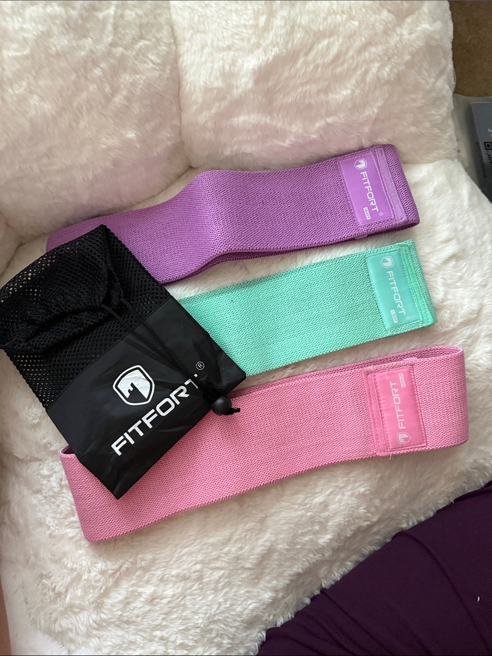 Gym Resistance Bands legs thighs workout gear pastel pink purple